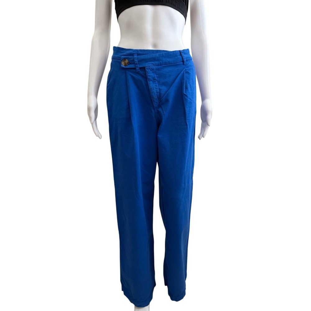 Zara Royal Blue‎ Wide Leg Pleated High Waisted Trouser Pants Medium